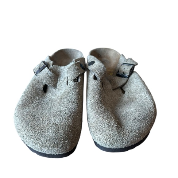 Birkenstock Boston Suede Clogs Sz 38 Narrow Taupe/Stone - Picture 3 of 5